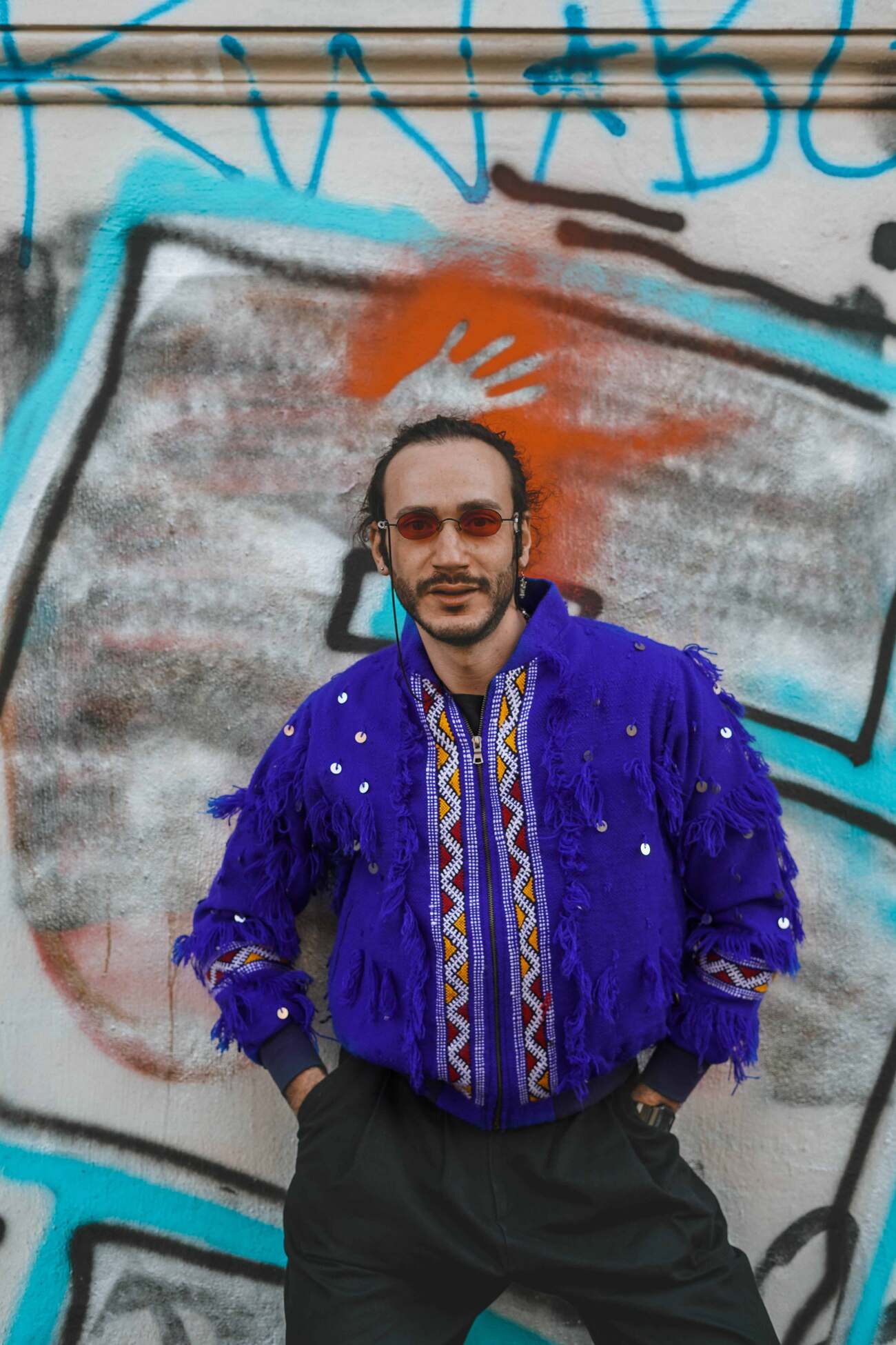 La Majorelle - Unisex Bomber Jacket - Upcycled Berber Rug - Sustainable Clothing