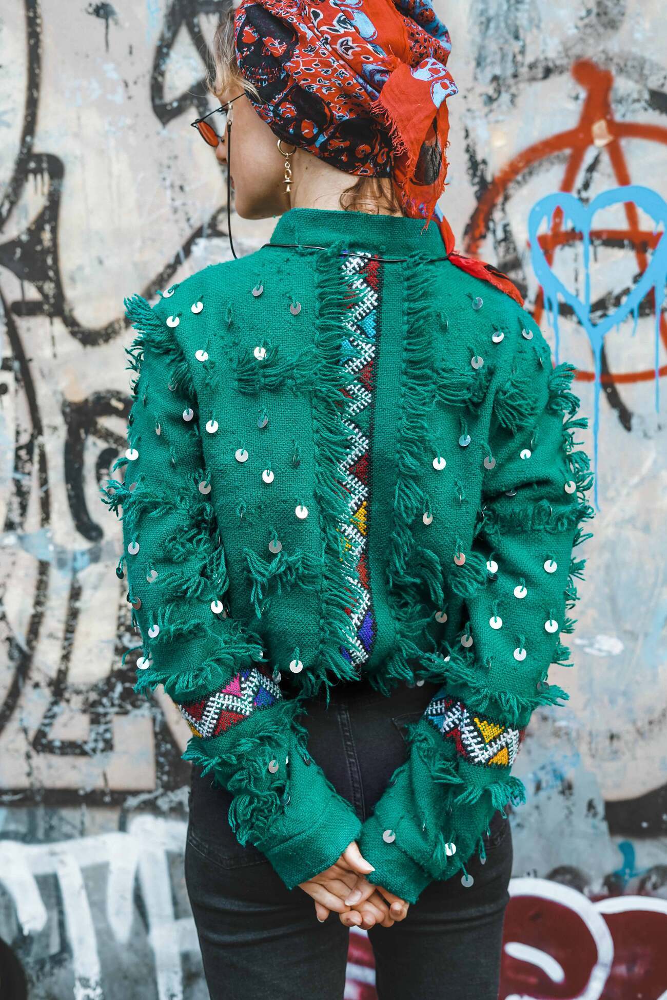 La Verda - Unisex Bomber Jacket - Upcycled Berber Rug - Sustainable Clothing