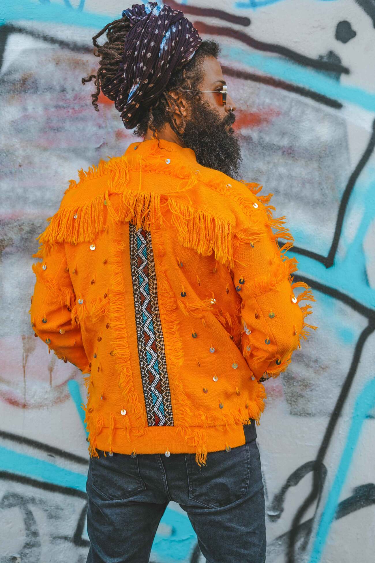 Shams II - Unisex Bomber Jacket - Upcycled Berber Rug - Sustainable Clothing
