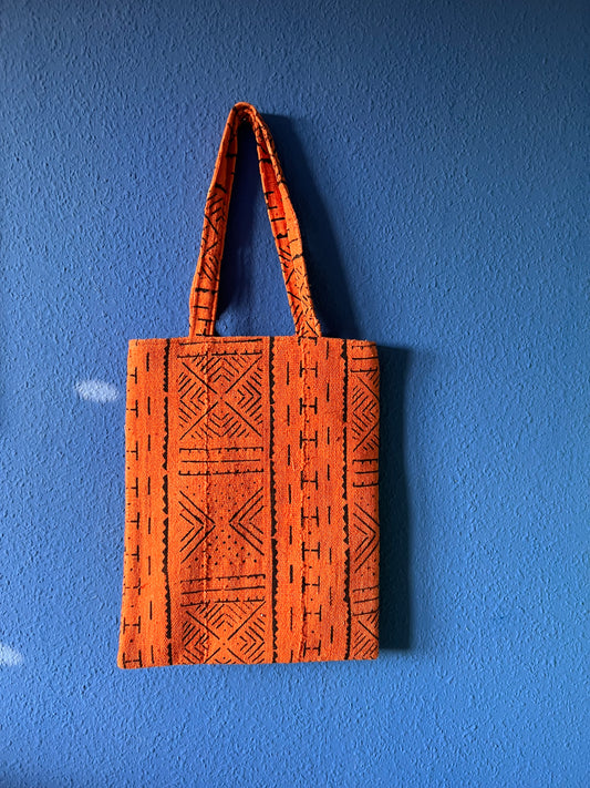 Orange African Handwoven Tote Hand Bag