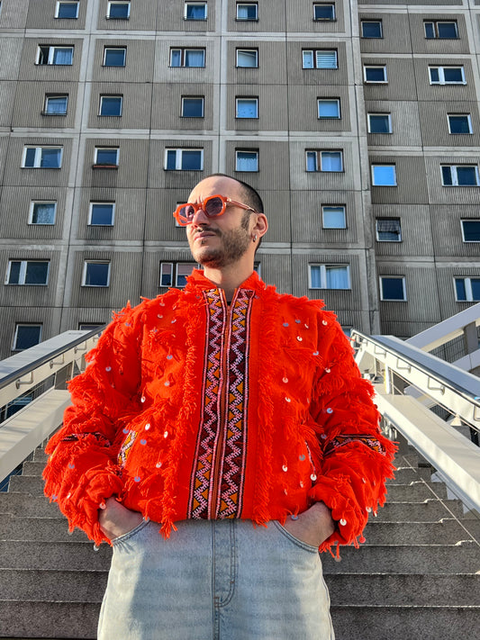 Orange Blossom - a Hand-Woven Moroccan Jacket – Lined Interior